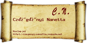 Czégényi Nanetta névjegykártya